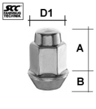 Dado della ruota M12x1.5 Cono 60° SW-19 L-33 argento