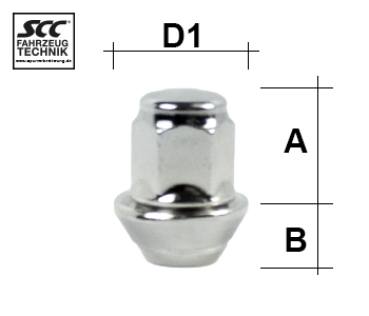 Dado della ruota M12x1.5 Cono 60° SW-19 L-35 argento
