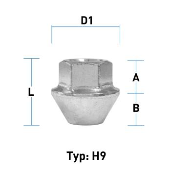 Dado della ruota M12x1.5 Cono 60° SW-19 L-25 argento