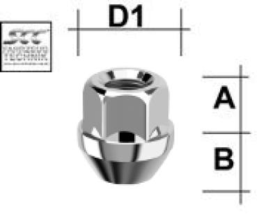 Écrou de roue M12x1.5 Cône 60° SW-19 L-25 argent