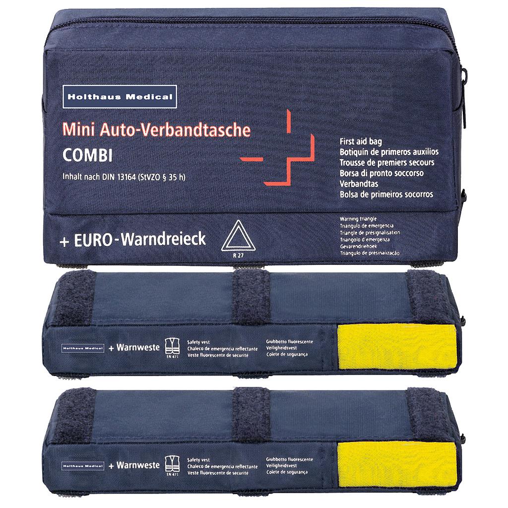 Kombitasche -Mini- Inhalt: Erste-Hilfe + Warndreieck + 2 Warnweste