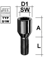 Bullone della ruota M12x1.5 Cono 60° SW-Stella L-28 schwarz