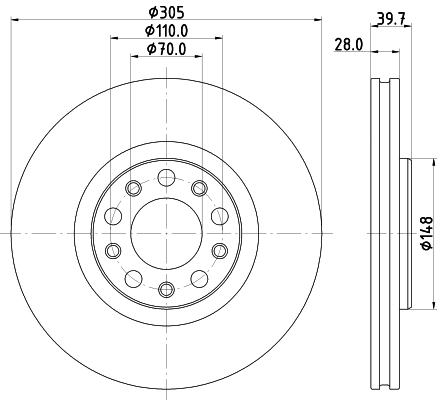 Bremsscheibe vorn Zimmermann beschichtet belüftet 305 Ø Fiat 500 Jeep Renegade