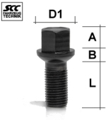 Bullone della ruota M14x1.5 Sferico R14 SW-17 L-45 nero