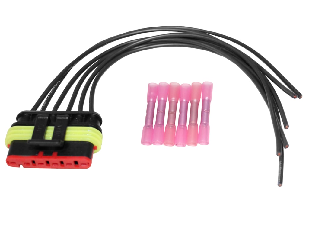 Rep.-Satz Rückleuchten Stecker mit gelber Gummilippe, 6-polig, Kontakte weiblich, für Ducato 244, Jumper II, Boxer II, Zündspulen Stecker Fiat 500, Panda, Doblo, Punto