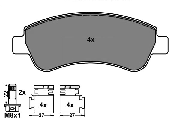 PSA 1/02- (1.1i/1.4i/1.4i-16V/1.6i-16V/1.8i-16V/1.6HDi/1.9D/2.0HDi) remblokset voorzijde