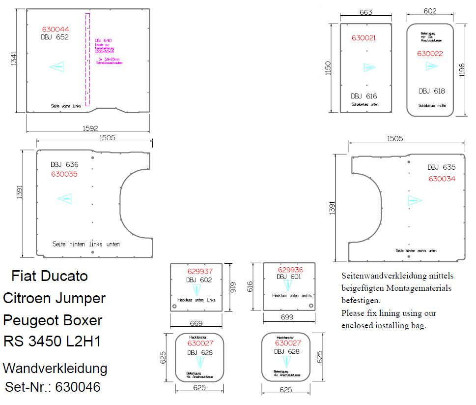 Seitenwandverkleidung, L2 H1 / 11-teilig