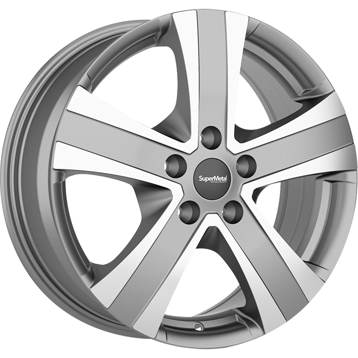 SuperMetal HAMMER Matt Grey Polished 6.5x17 ET68 5x118 71.1