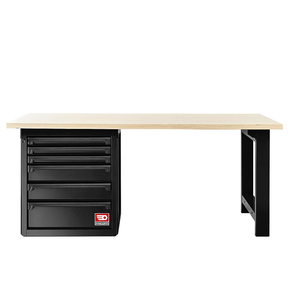 FACOM Etabli 2M -Dessus Bois - 6 Tiroirs Noir