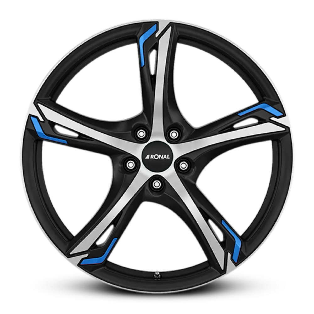 RONAL R62 Blue JET BLACK-MATT-FRONT CUT 7.5x18 ET35 5x100 68.0