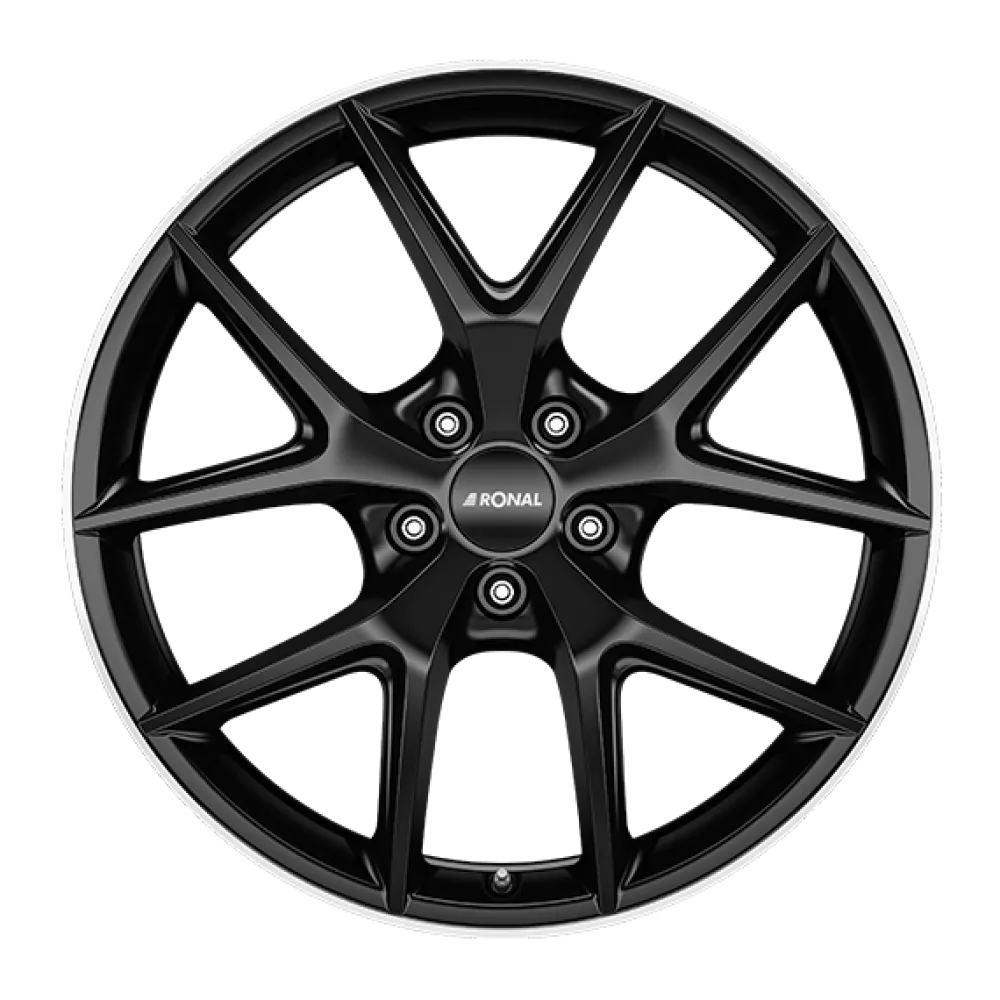 RONAL R75 JET BLACK-MATT-RIM LIP CUT 8.0x19 ET48.1 5x112 66.5 EAB