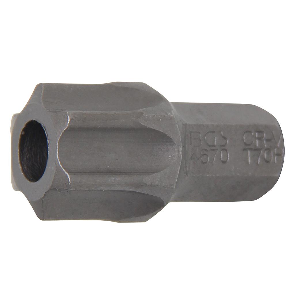 Bit | Antrieb Aussensechskant 10 mm (3/8") | T-Profil (für Torx) mit Bohrung T70