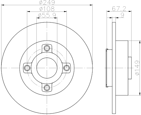 C4 -8/06 / 307 remschijf achterzijde met lager